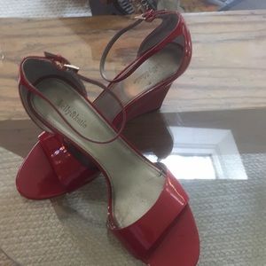 Kelly&Katie red patent wedge sandals, size 8.5M